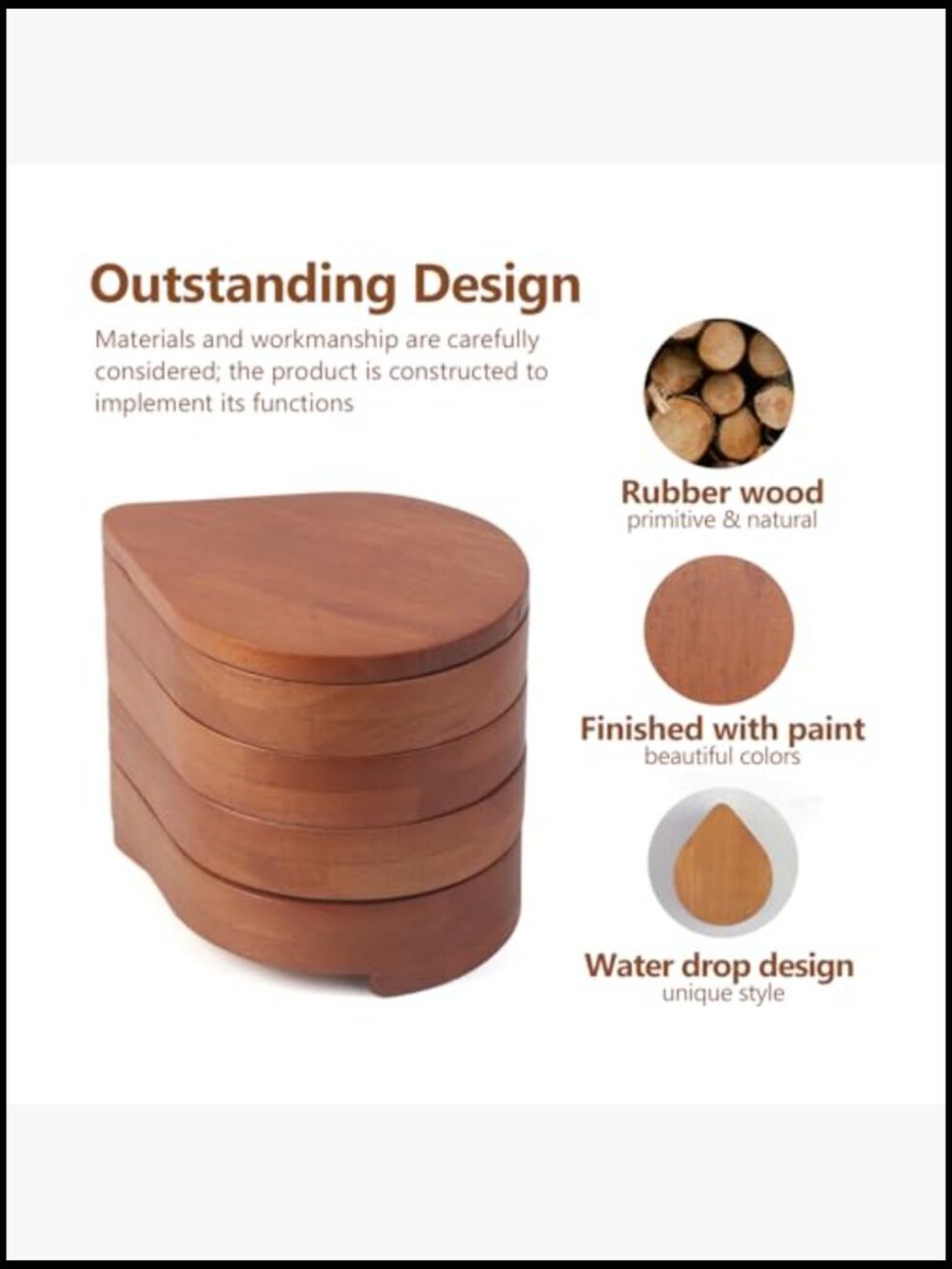 Rotating Wooden Jewelry Organizer Box Modern Minimal Storage Display Holder View 3